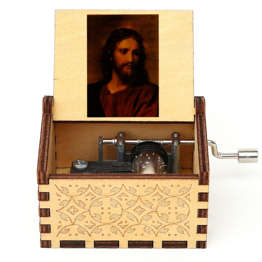Vintage Engraved Music Box Wooden Musical Box 3D Printed Amazing Grace Theme Music Box Christmas Birthday: P-YS-66