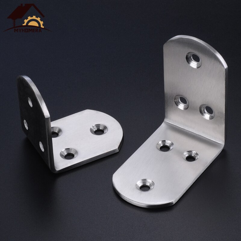 Myhomera Stainless Steel Corner Brackets Joint Fastener Fixed Connector Corner Bracket Code Hardware for Shelf Chair Board Table