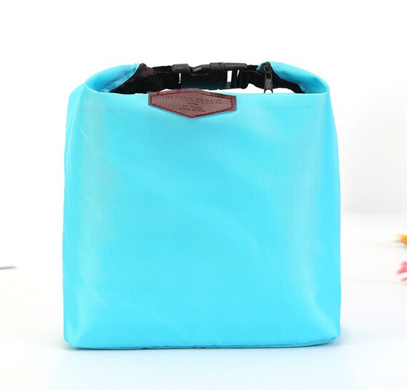 Moda portátil saco de almoço isolado térmico refrigerador lancheira saco de armazenamento senhora transportar pacote de isolamento de alimentos picinic 882800: sky blue
