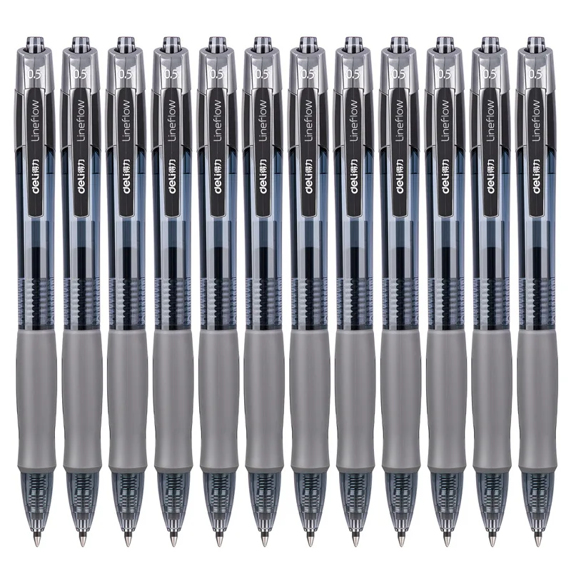 deli Retractable Ballpen Gel Pens 3Pcs Set Black Blue Ink 0.5mm Ballpoint Replaceable Refills Office School Supplies Stationery