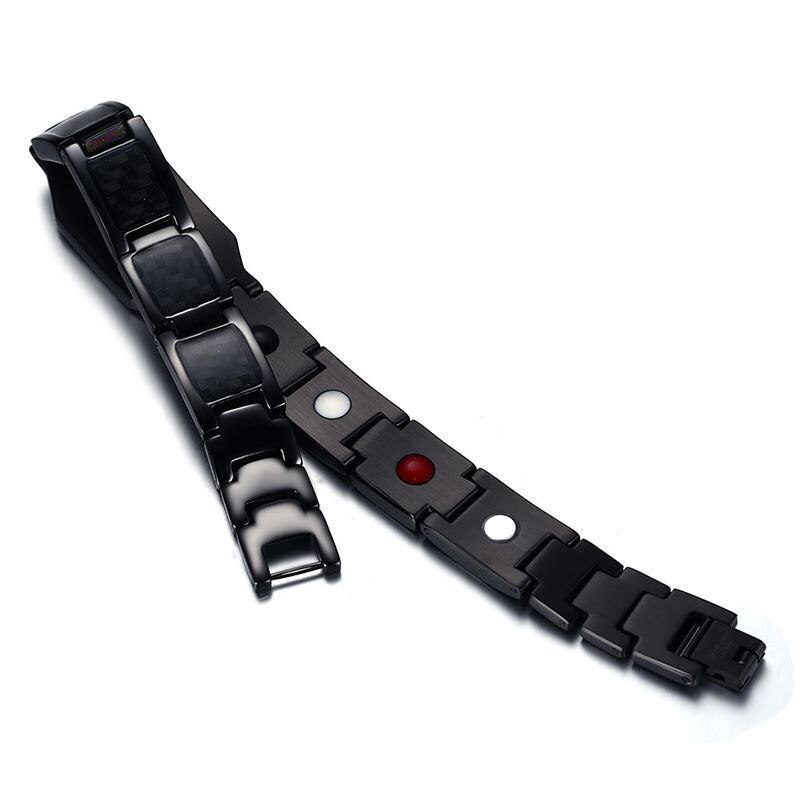 Stylish Wolf Bracelets for Men Black Bio Energy Carbon Fiber Chain Stainless Steel Jewelry