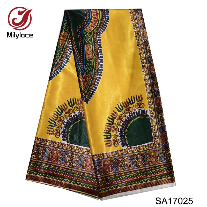 Nigeria Afrikaanse wax patroon satijnen stof stretch digitale bloem gedrukt satijnen stof voor jurk SA17026-1