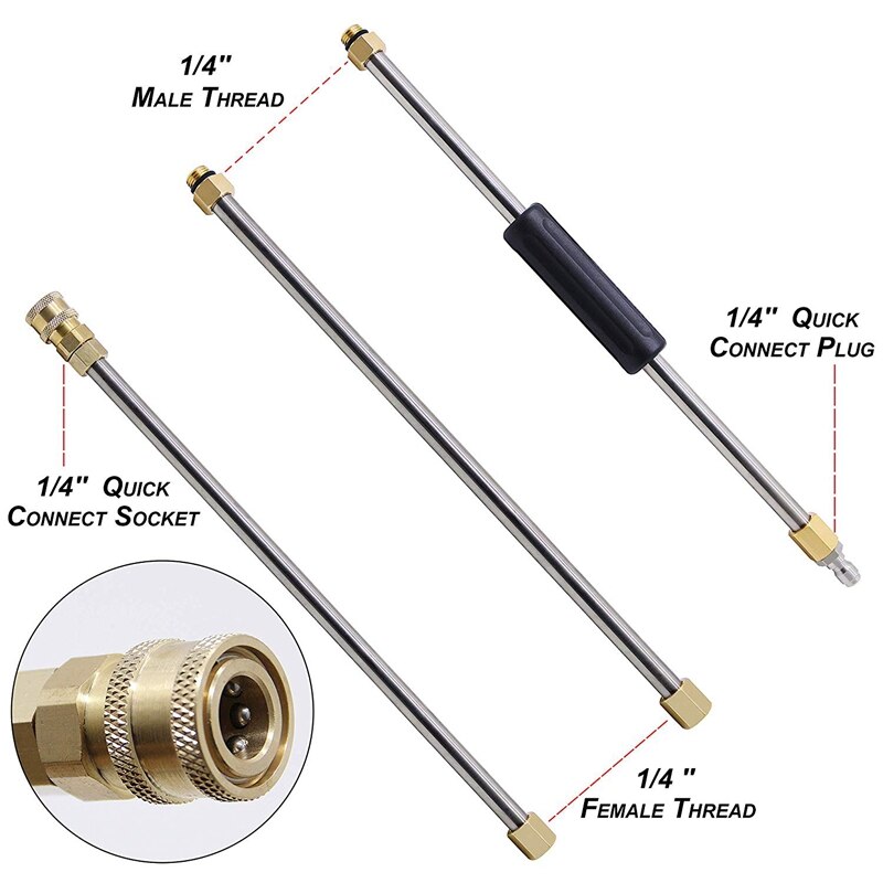 Set Universal de varita de 90 pulgadas para lavado de coches, extensión de varita de lavado a presión, lanza de arandela de repuesto, rosca Quic de 1/4 pulgadas