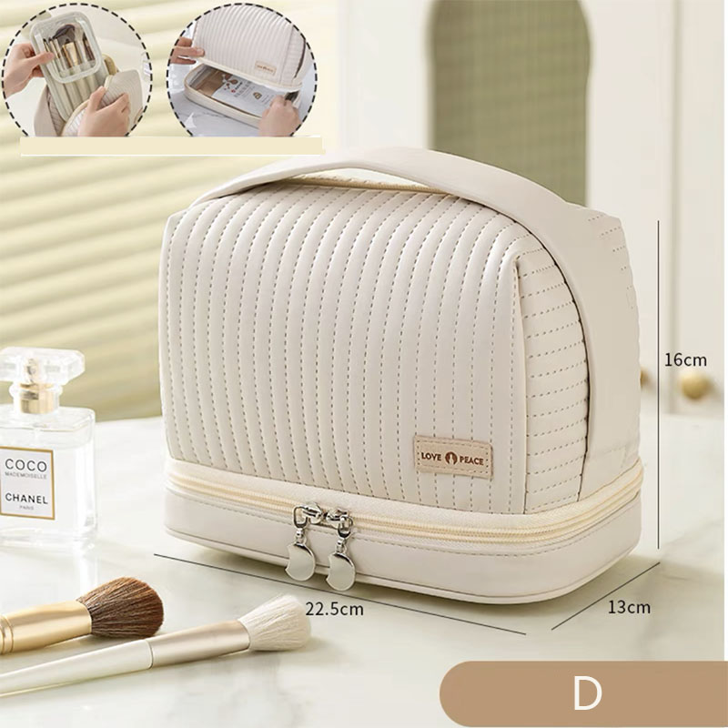 Stor makeup-pung, kosmetiktasker til kvinder, makeup-organisator, bærbar skønhedsetui, rejsetaske, toilettaske: Blå