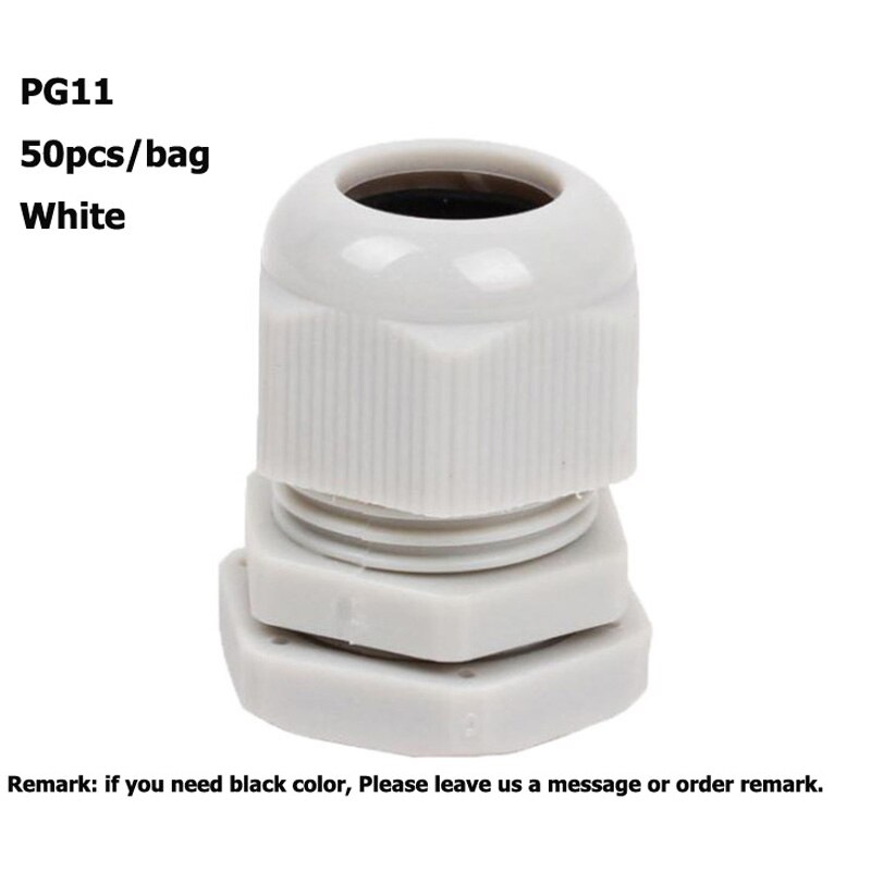 PG7 PG9 PG11 PG13.5 PG16 PG19 Cable Glands PP Plastic Cable Gland Waterproof White Or Black Color: PG11