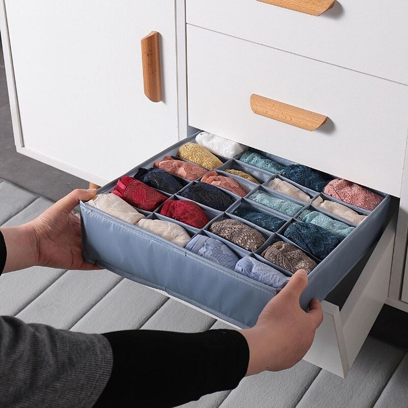 Washable Drawer Organizers Storage Box Case For Bra Ties Underwear Socks Scarf Drawer Organizers Divider Lidded Closet Organizer