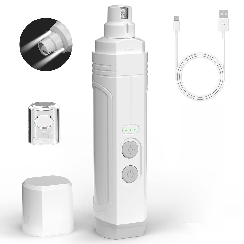 Cortaúñas eléctrico para mascotas, recargable por USB, silencioso con luces, patas de gato, herramientas de aseo para gatos, perros, amoladora de patas: Negro
