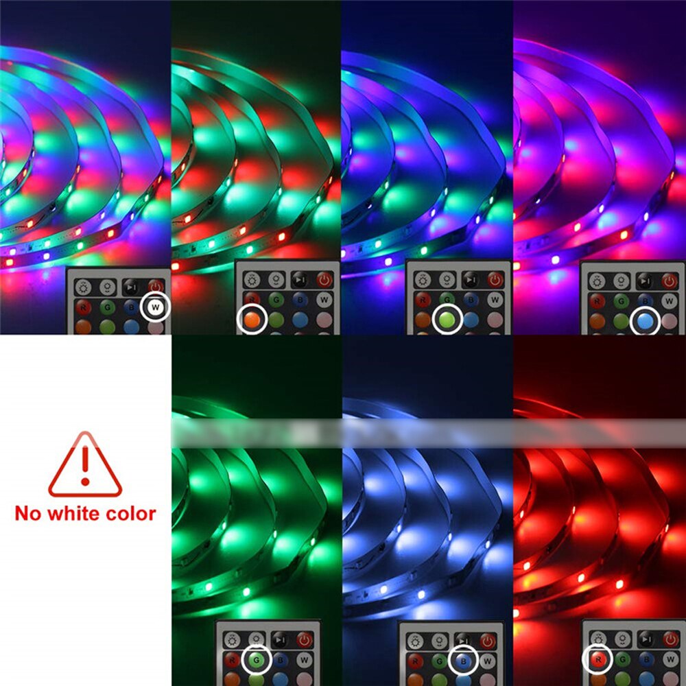 RGB LED Light Strip SMD2835 Flexible Ribbon RGB Led Strip Lights No Waterproof 5M Tape DC 12V with Remote Control Adapter