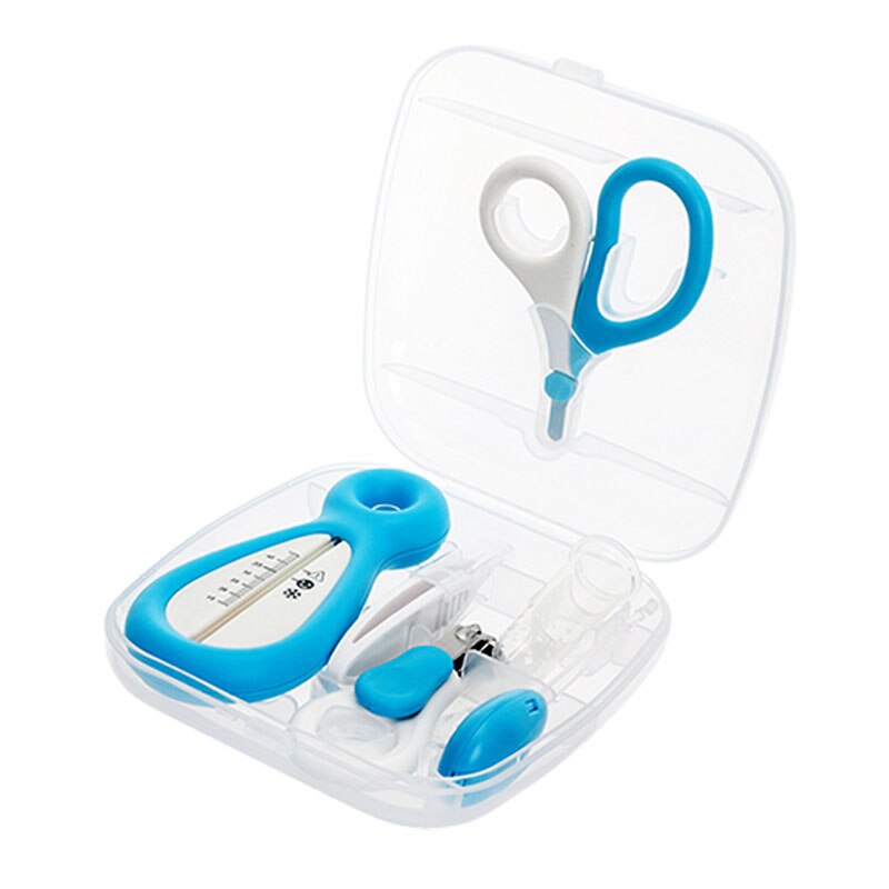 6 stk babypleje manicure sæt baby sundhedspleje special negleklipper kam sikkerhedssaks neglepleje dragt babypleje produkt: Hogo blåt sæt