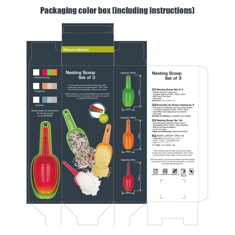 3 st popcorn spade multipurpose torrfoder bön kaffe spade popcorn mjöl spadar set sommar is skopa hem kök leverans