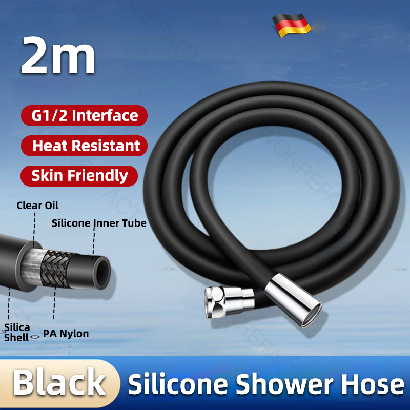 Extension de tuyau de douche Flexible Extra longue en Silicone, avec raccords en laiton, remplacement de Tube de douche, tuyau haute pression de 1.5m/ 2m: vert clair