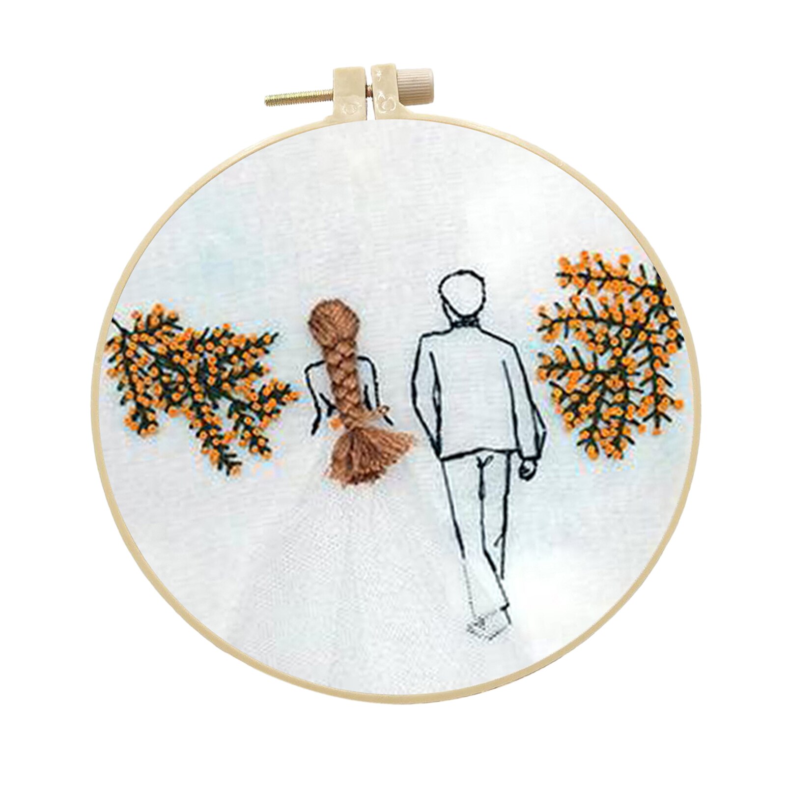 1 Set Embrodiery Starter Kits Soft Yarn Valentine's Day Decoration 20cm: D