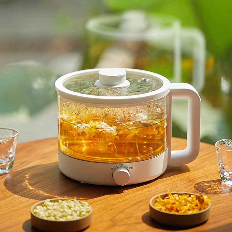 1.2L Electric Multicooker Glass Cooking Pot Mini Slow Cooker Stew Porridge Soup Health Preserving Pot Cooking Appliance 600W