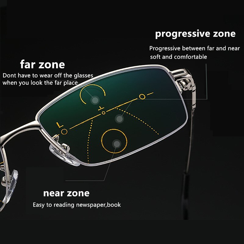 Mænd multifokale læsebriller progressive bifokale nær langt anti blue ray presbyopiske briller forstørrelsesglas kvinder sorte gafas