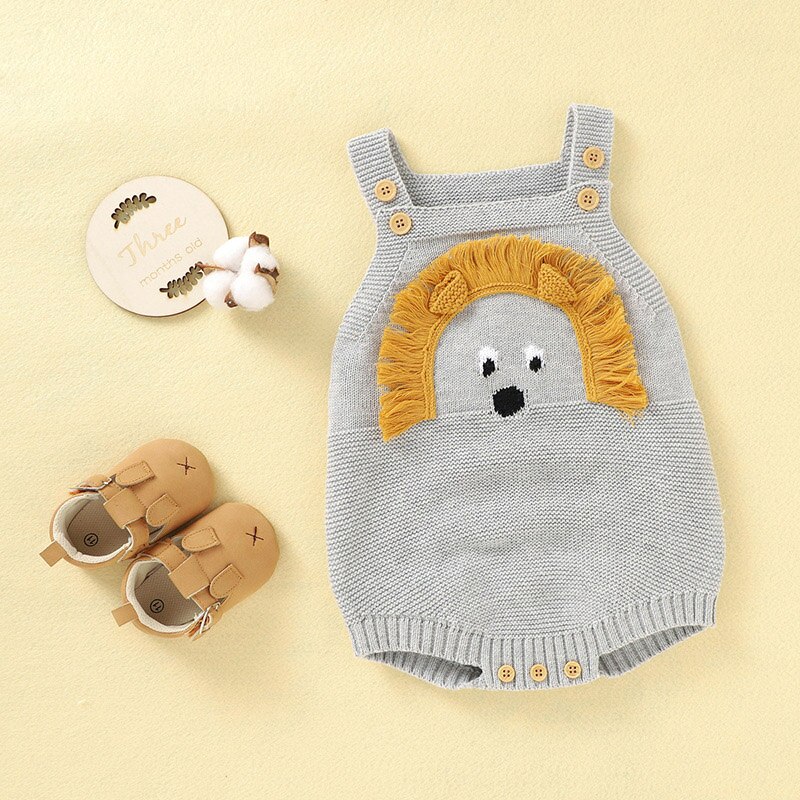 Neugeborenen Baby Body Ärmel Cartoon Jungen Mädchen Pullover 0-24 Monate Infant Gestrickte Overalls Infant Kinder Outfits Baby: Grey / 18m