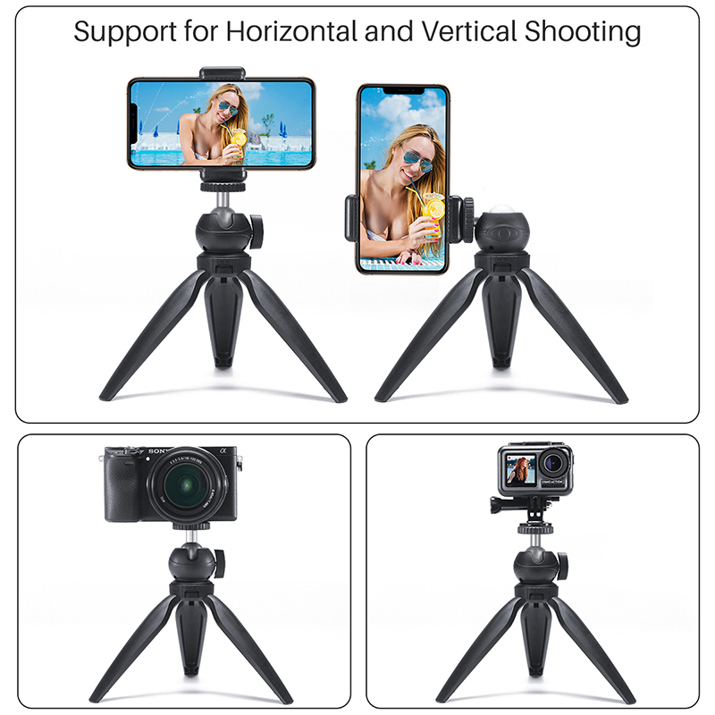 Portable Mini Tripod Stand with 360 Rotation BallHead Vlog Phone Tripod Selfie Stick for iPhone Huawei P30 Pro GoPro Hero 7/6/5