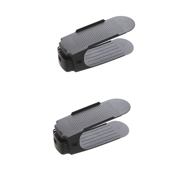 10pcs Adjustable Shoe Rack Shoe Organizer Support Saving Cabinet Closet Shoe Stand Shoes Storage Rack Shoe Box: 2pcs black