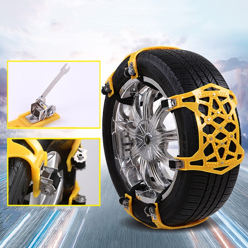 Cadenas de nieve universales para coche, accesorio de seguridad para neumáticos, antideslizante, doble broche, de TPU, 4/1 unidades