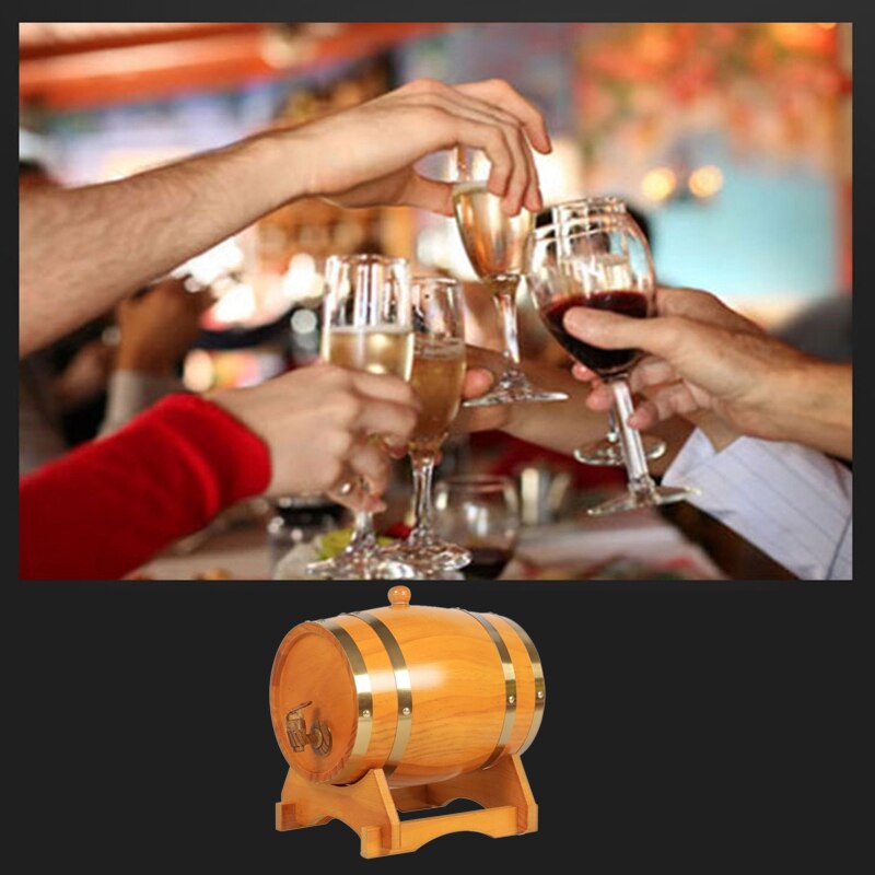 Oak Barrel, 1.5 L / 3 L Oak Storage Barrel Built-in Foil Liner to Store Your Own Whiskey, Beer, Wine, Bourbon, Brandy