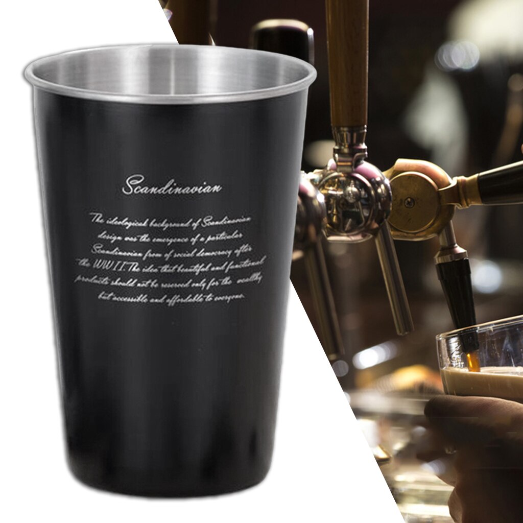 500ML Beer Mug Ice Cold Coffee Beverage Cup Reusable for Bar Home Restaurant Coffee Beer Mugs Stainless Steel Tumbler Cup