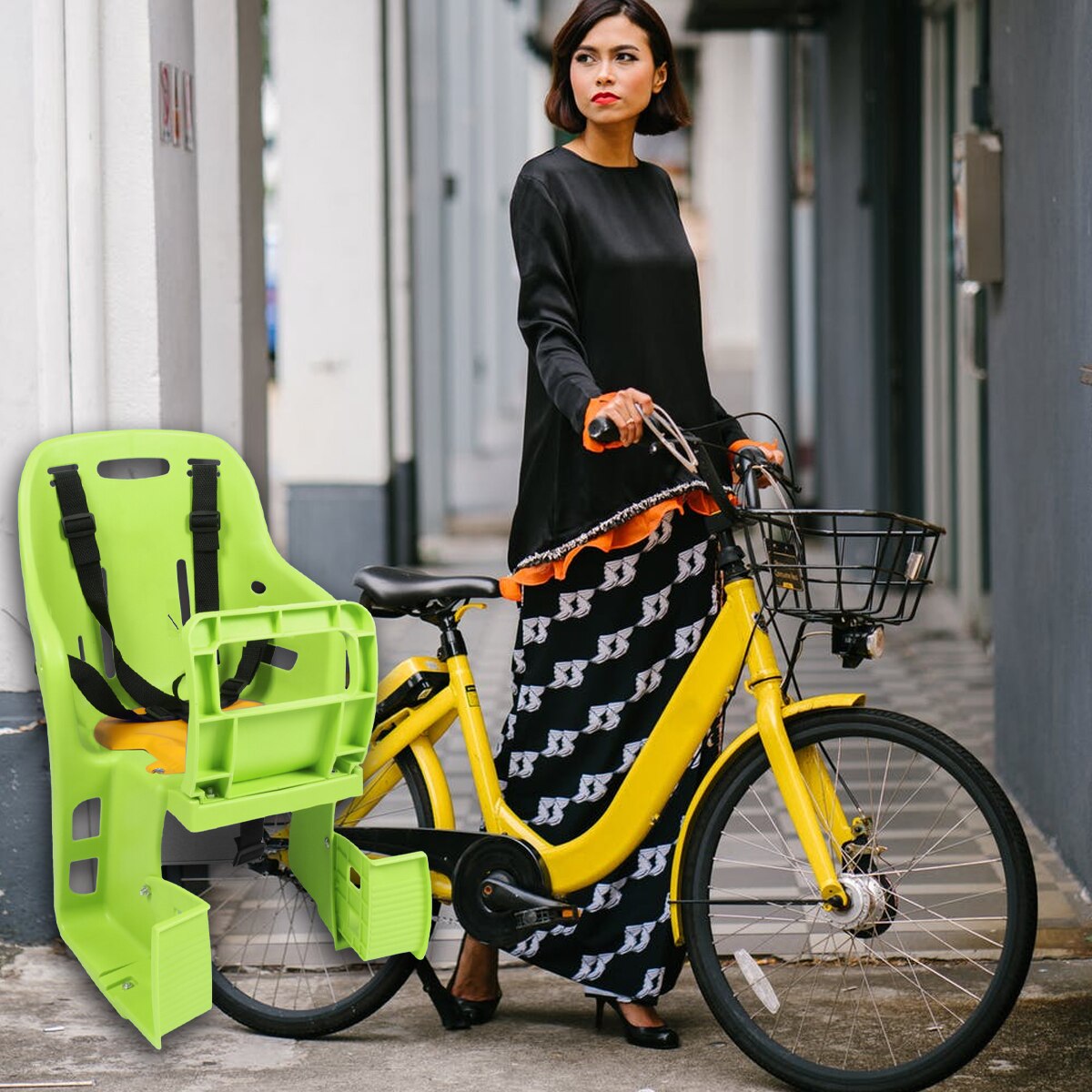 1pc snelspanner kinderzitje fietsstoeltje fiets achterzitje verstelbaar veiligheidszitje voor fiets mtb racefiets (groen)