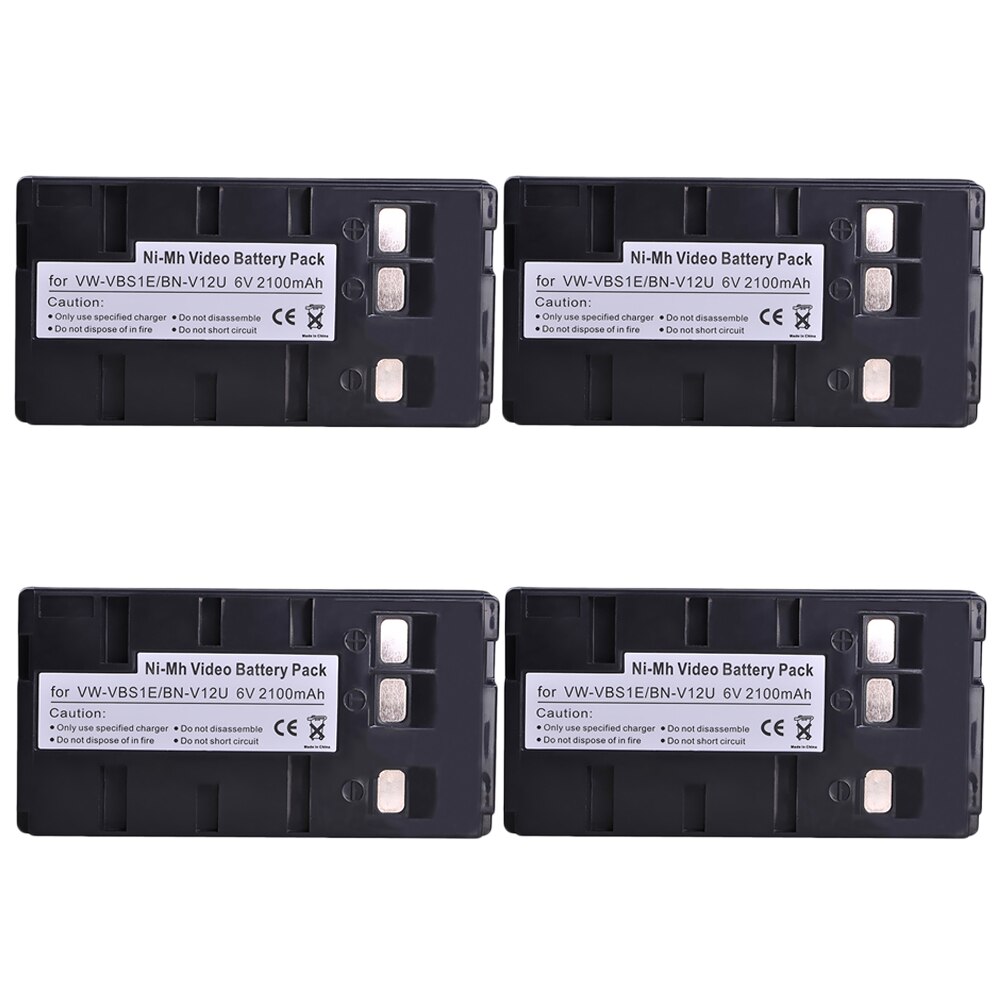 2Pcs 2100mAh VW-VBS1E BN-V12U Camcorder Battery for JVC BN-V10U, BN-V11U, BN-V12U, BN-V14U, BN-V15, BN-V18U, BN-V22U, BN-V24U: 4x Battery