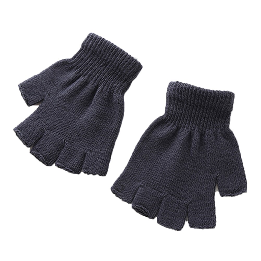 Guantes de algodón de medio dedo para hombre y mujer, manoplas cálidas de entrenamiento, de lana, color negro, a la , para invierno, 1 par: grey