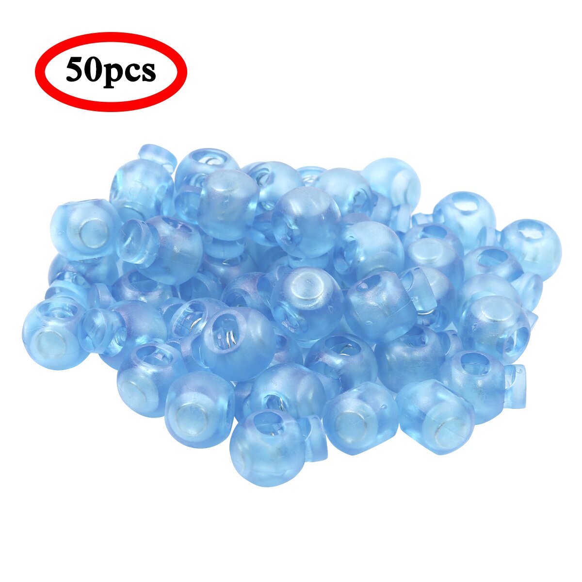 50 st /100 st sladdlås plast bygel rep klämpropp ändar rund kulform bagage snodd propp glidande fästelement: Himmelsblå