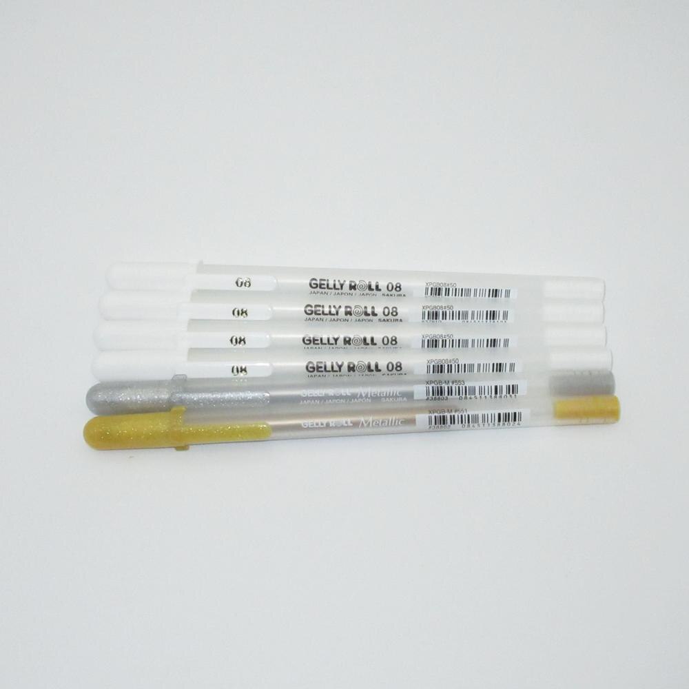 Sakura Gelly Roll Gel Pens 6 Pieces White Gold Silver Japan: Purple