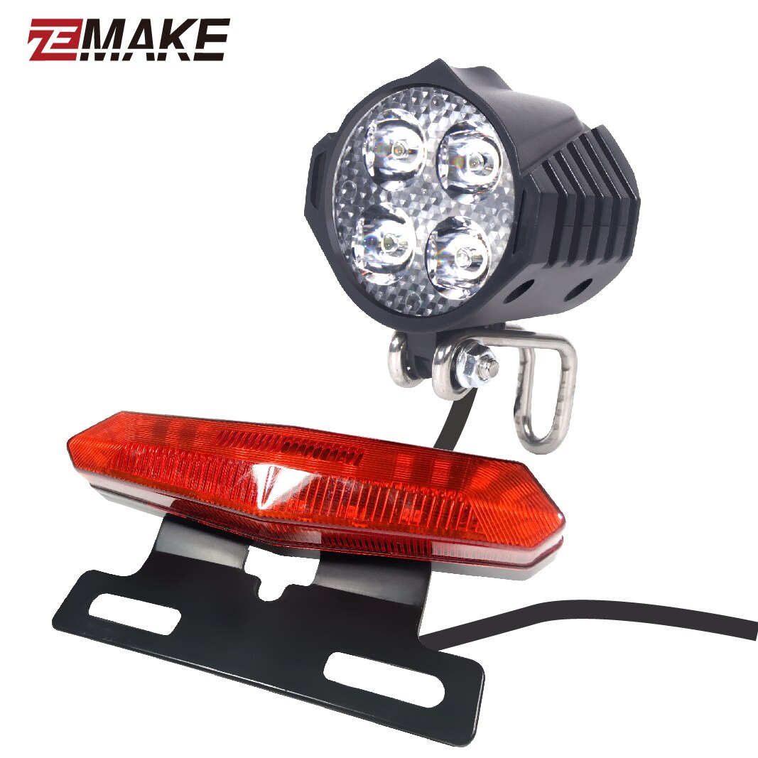 Elektrische Fiets 24/36/48V/60V Koplamp Voor Staart Achter Waarschuwingslichten Led Night spotlight Koplamp Fietsen Ebike Zemake