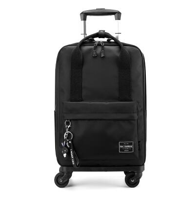 Vrouwen Trolley Tas Op Wielen Reizen Trolley Tas Bagage Koffer Vrouwen Dragen Op Hand Bagage Tas Wielen Schooltas Met wielen: black