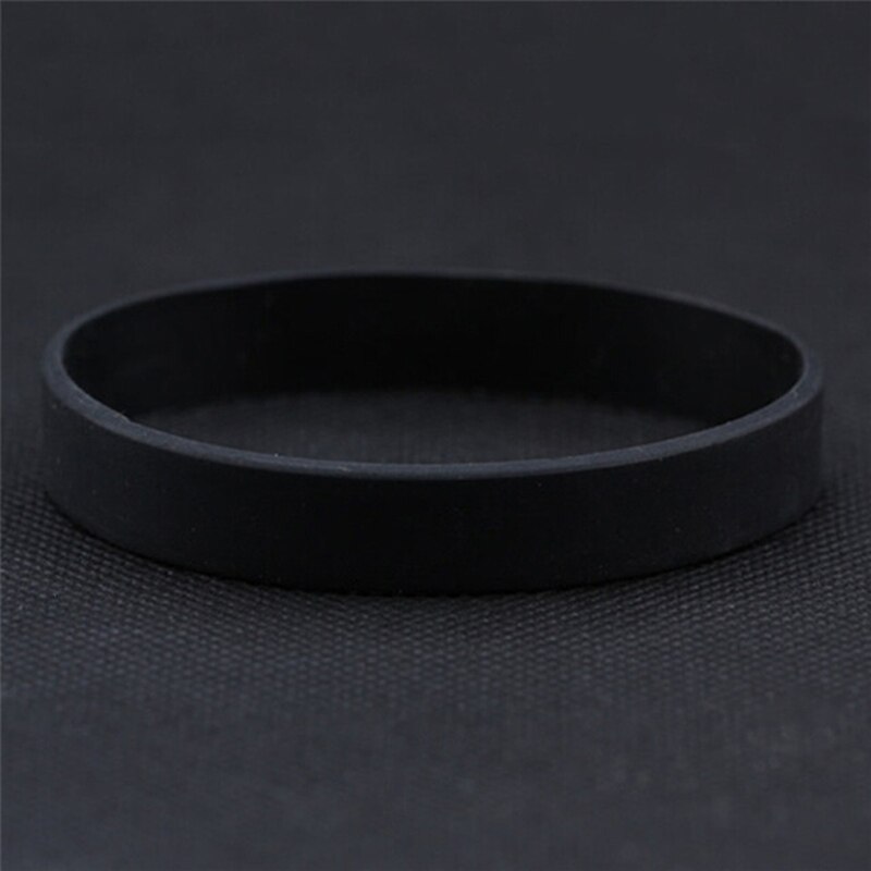 Silicone Rubber Wristband Flexible Wrist Band Cuff Bracelet Sports Casual Bangle For Women Men 12 Colors Bracelet: black