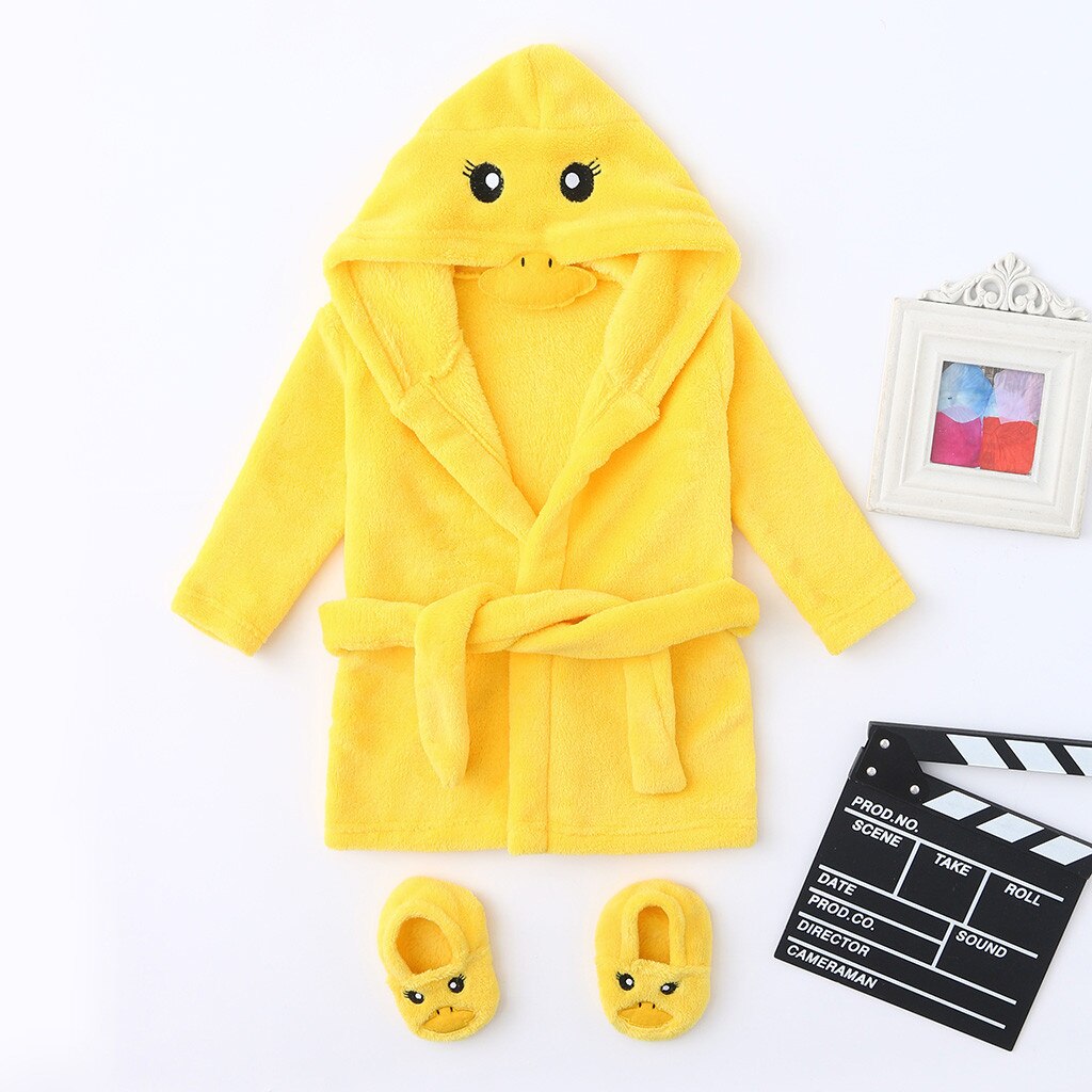 Baby Jongens Meisjes Nachtkleding Leuke Cartoon Flanel Badjassen Hoodie Lange Mouw Nachtkleding + Footwear Outfits Pijamas Pijama Bebes: 6m