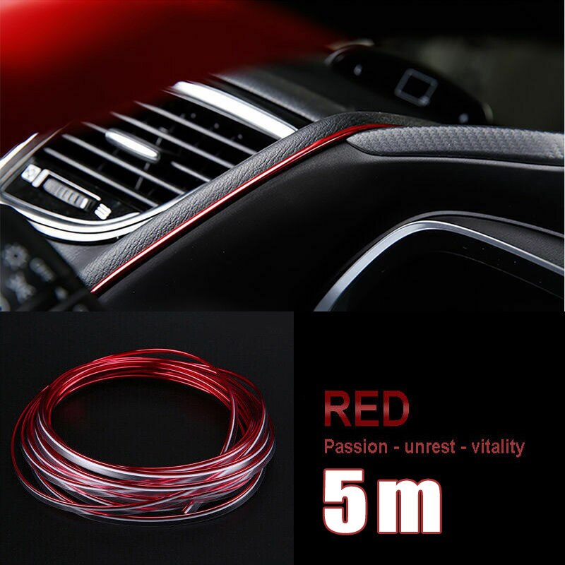 5M, estilo de coche rojo Flexible, moldura Interior, tira de decoración, rellenador de huecos