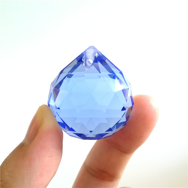 15mm-40mm Crystal Chandelier Ball Various Color 10 Pieces Glass Faceted Prisms Decorative Lighted Beads: Light Blue / 30mm