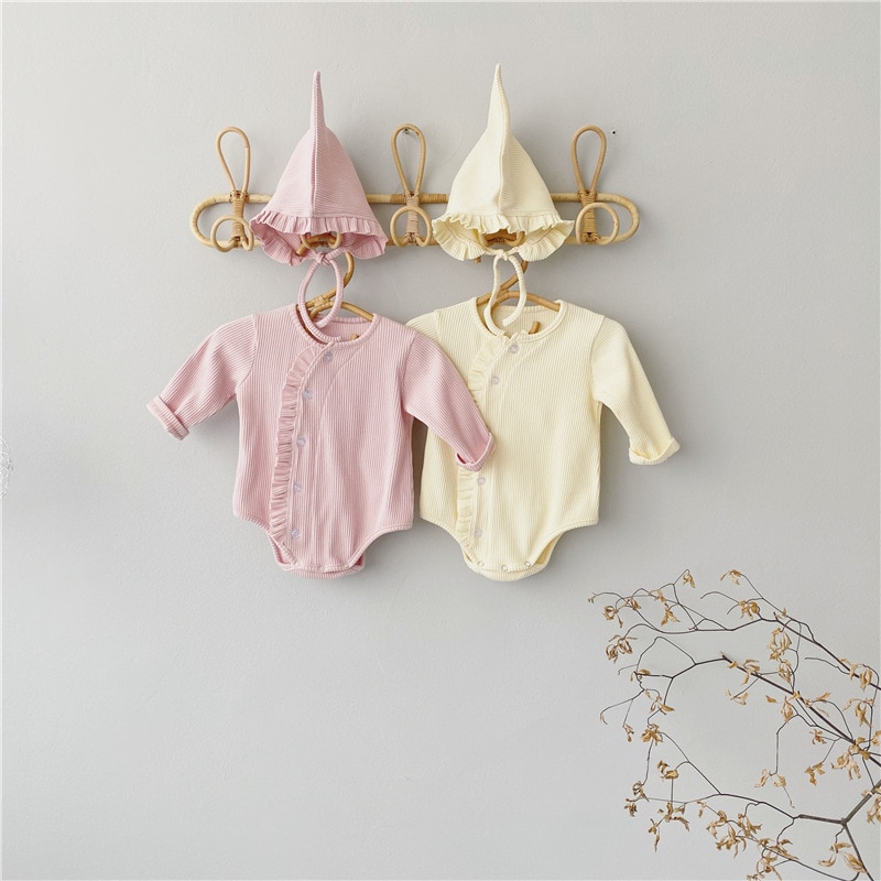 5073 Baby Romper Met Hoed Lente En Herfst Baby Lange Mouw Romper Baby Oor Rand Een Stuk Creeper pak Voor Jongen Meisje