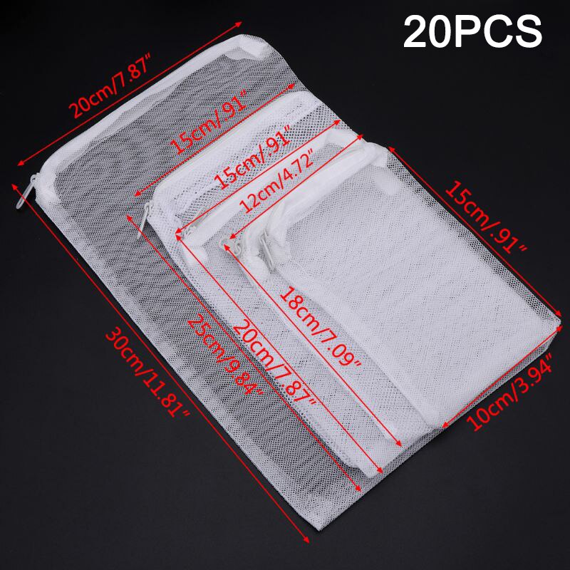 20 Stck Nylon Aquarium Filter Medien Taschen Gittergewebe Netz Tasche mit Reißverschluss für Keramik Ringe Aktivieren Kohlenstoff Bio Bälle Fisch Panzer Zubehör