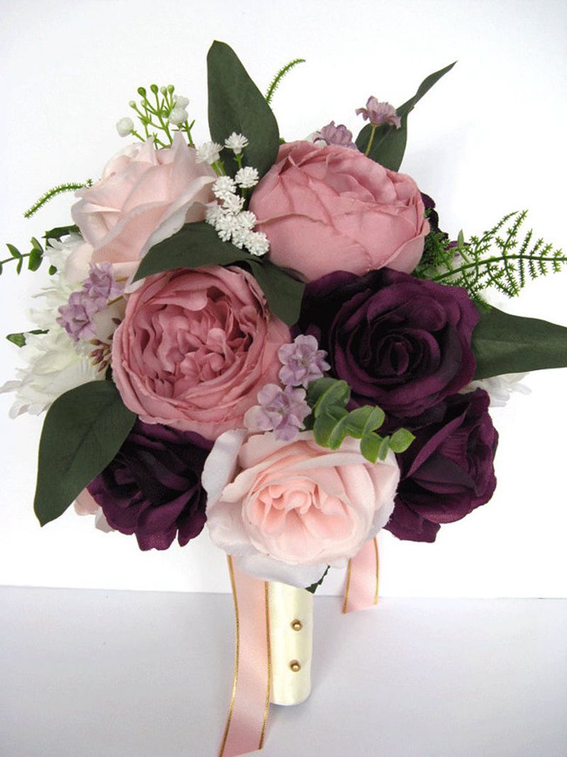 Bouquet de mariage Bouquet nuptial fleurs de mariage accessoires de mariage mauve prune rose blush aubergine fleur de soie décoration de la maison: Bridesmaid bouquet