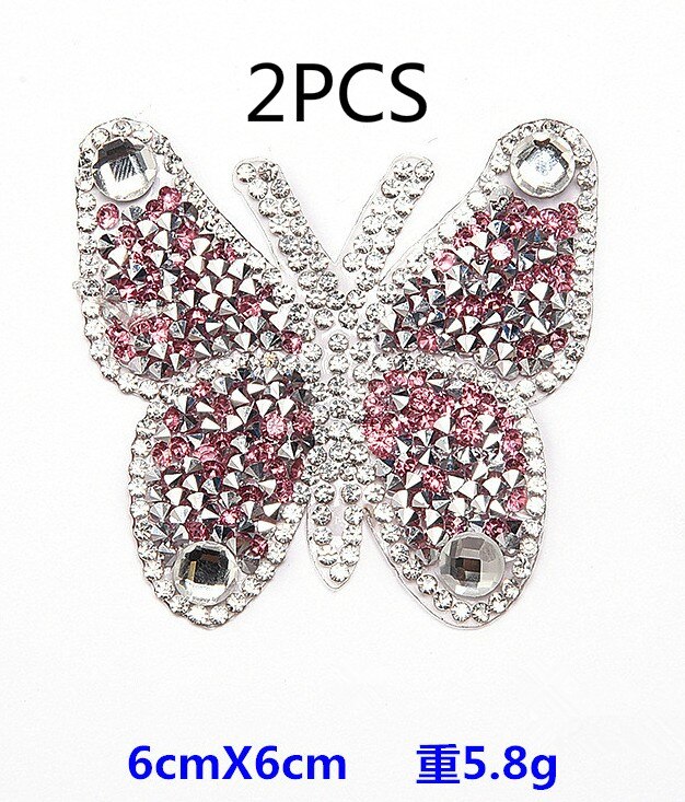 2pcs Iron On Butterfly Rhinestone Patches Thermo Stickers On Clothes Colorful Butterfly Patches can be used in T-shirt: c-2pcs