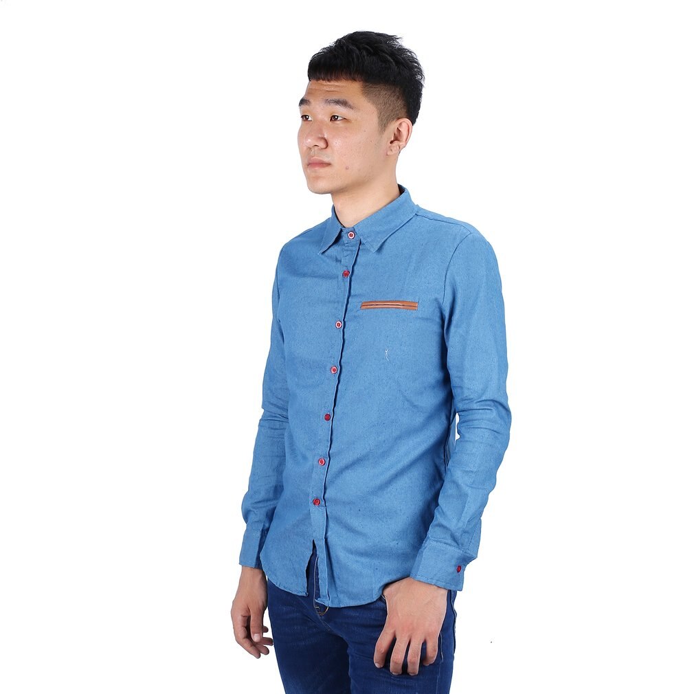 Jeansskjortor herr cowboyskjorta casual långärmad slim fit skjorta höst man jeans jeansskjorta toppar storlek s-xxl