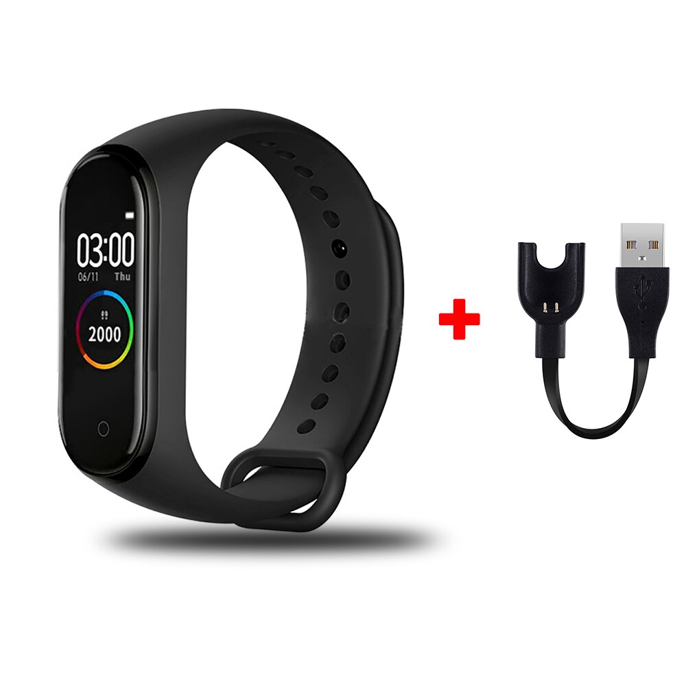 Reloj M4 Smart Band Stappenteller Armband Fitness Tracker Smart Horloge Hartslag Bloeddruk Smartband Horloge Amazfit: Black