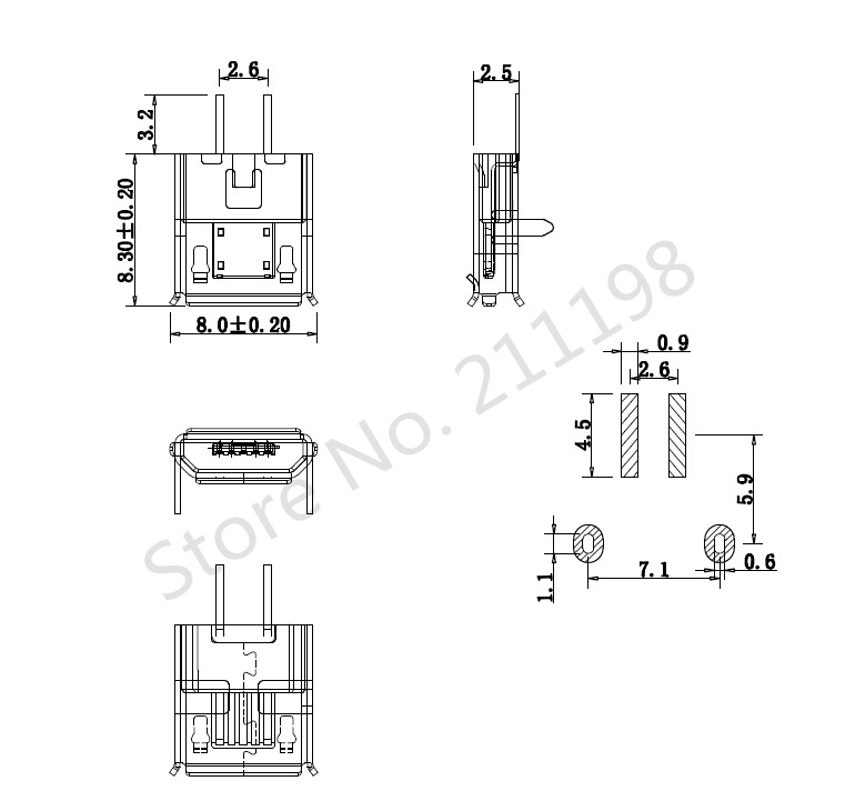 10 stücke Mikro USB 2Stift B typ Buchse Für praktisch Mikro USB Jack Stecker 2 Stift Ladung Buchse