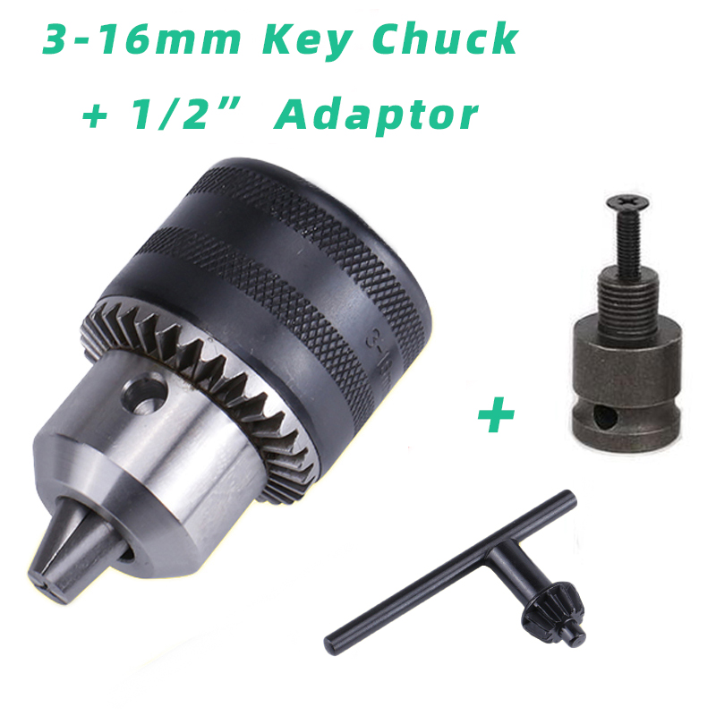 Drill Chuck &amp; Drill Chuck Adapter Convert Impact Wrench Into Electric Drill - 1/2"-20UNF &amp; 3/8"-24UNF Thread 3 Jaw Chuck: 3-16mm-adapter-D