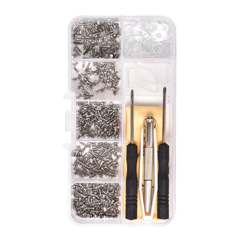 Glasses Sunglasses Eye Glass Repair Kit Screws Nuts Pads Optical Repair Tool Set