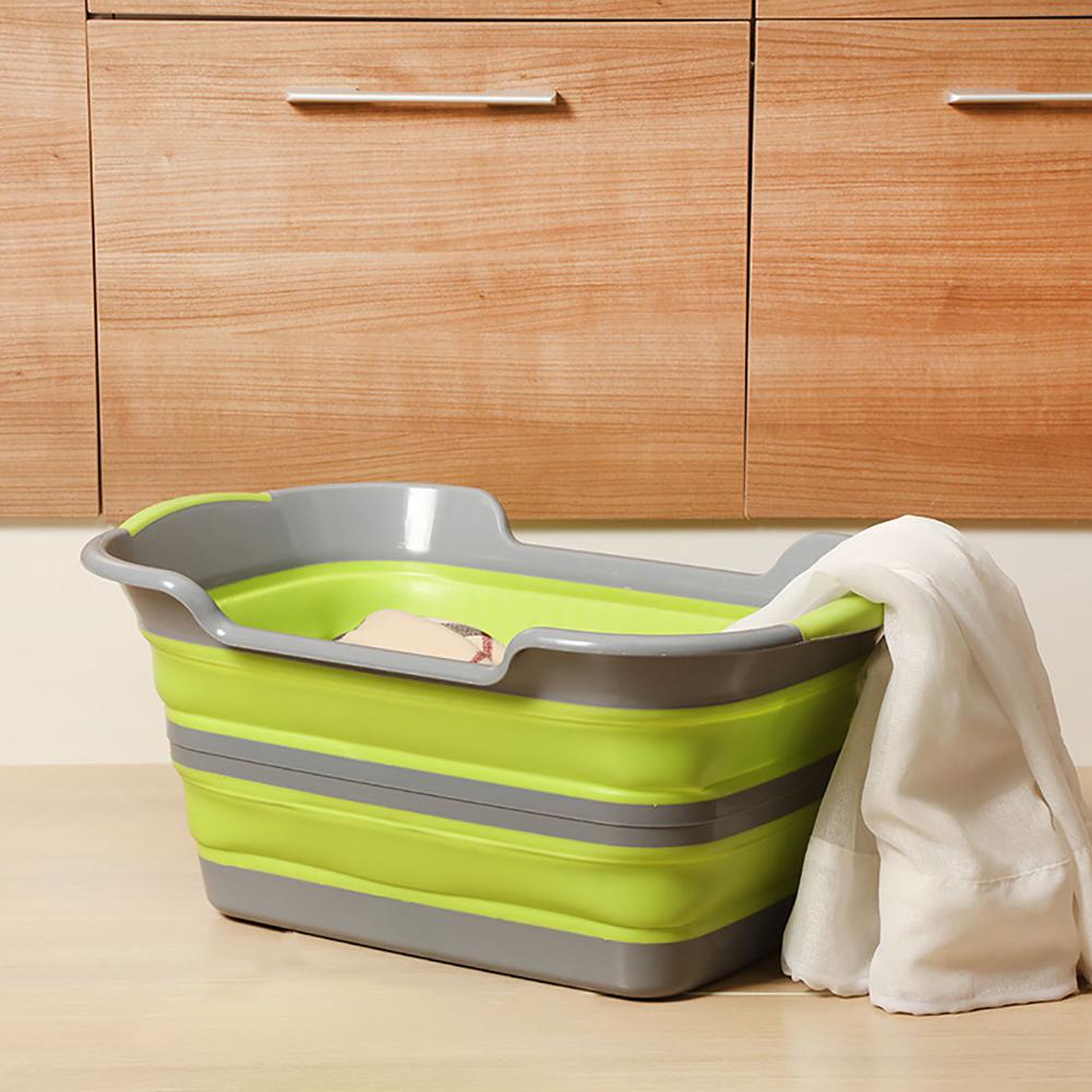 Sammenklappeligt babybruser badekar bærbart silikone kæledyr hund badekar tilbehør sammenklappeligt tøjopbevaringskurv badekar til børn: Grå grøn