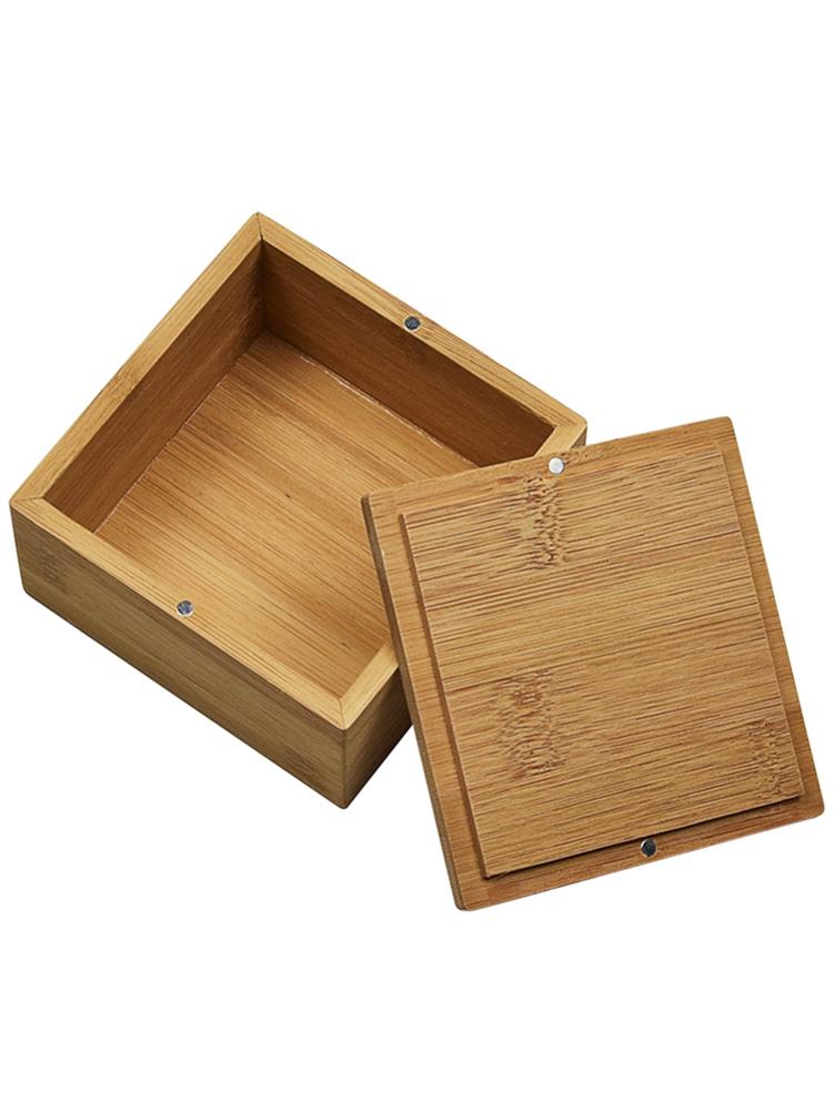 Square Wooden Jewelry Box Bamboo Jewelry Storage Box