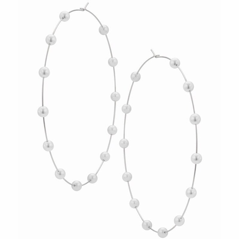 Parel Ronde Cirkel Oorringen Elegante Gold Brincos Verklaring Wedding Engagement Sieraden Voor Party Beste Vriend G0821: Zilver
