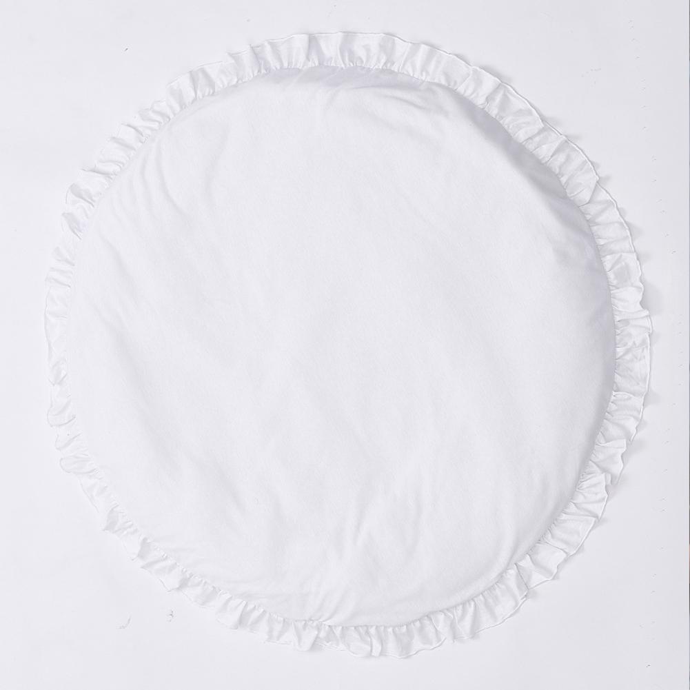 DishyKooker Baby Play Mat Floor Pad Round Lace Brim Carpet Solid Color Children's Room Tent Bed Rug 100cm: White