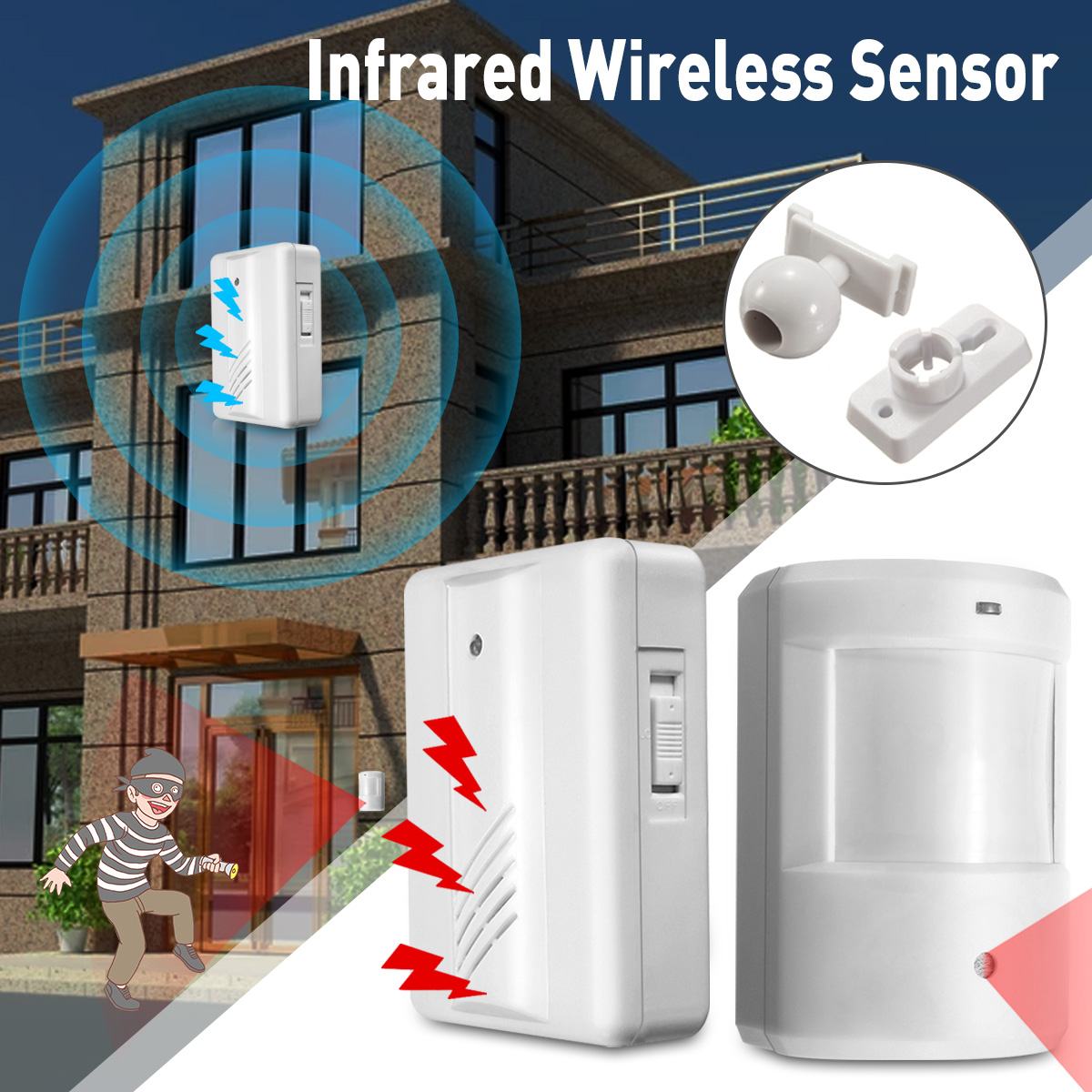 Home Security Alert Infrared Sensor Anti-theft Motion Detector Alarm Monitor Wireless Alarm system with Receiver
