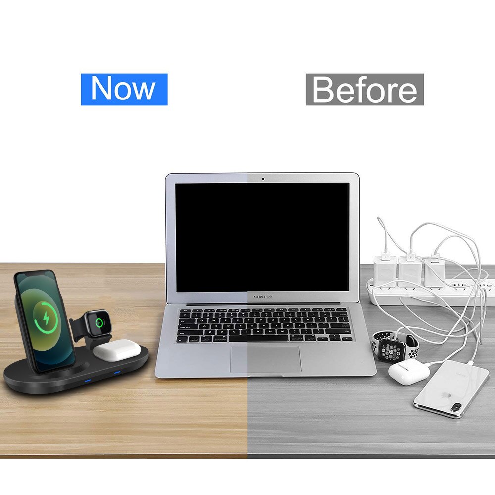 15W 3 in 1 Wireless Charger Dock Station For iPhone 12 11 XS XR X 8 AirPods Pro iWatch Apple Watch 6 SE 5 4 3 Qi Charging Stand